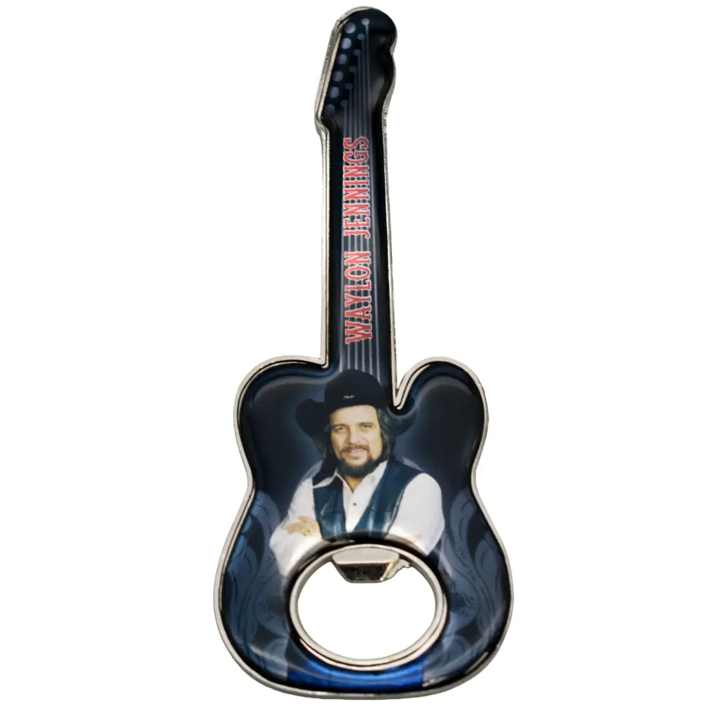 Waylon Jennings Bottle Opener - Guitar Magnet