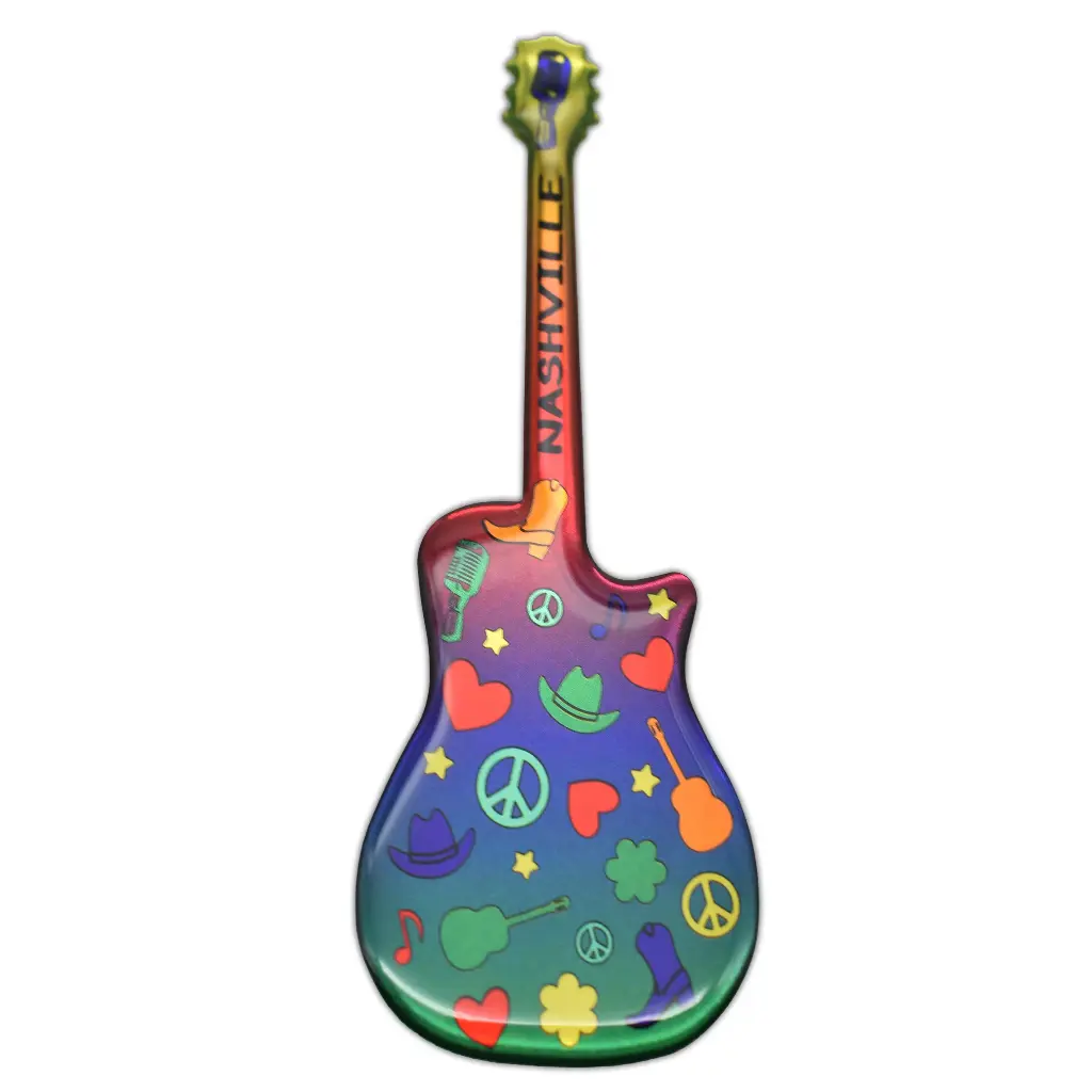Nashville Sticker - Guitar Colorful Puffy