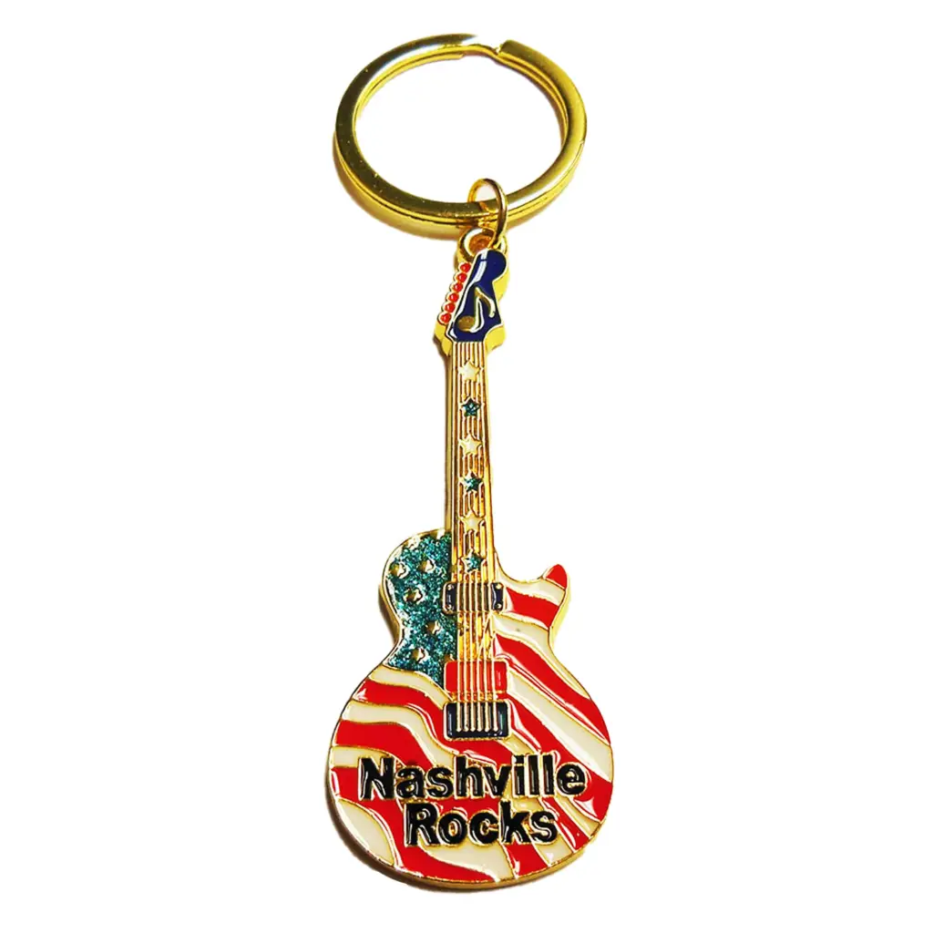 Nashville Keychain - Rocks Guitar Flag