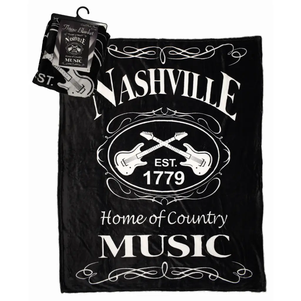 Nashville Throw Blanket - "Black & White Est"