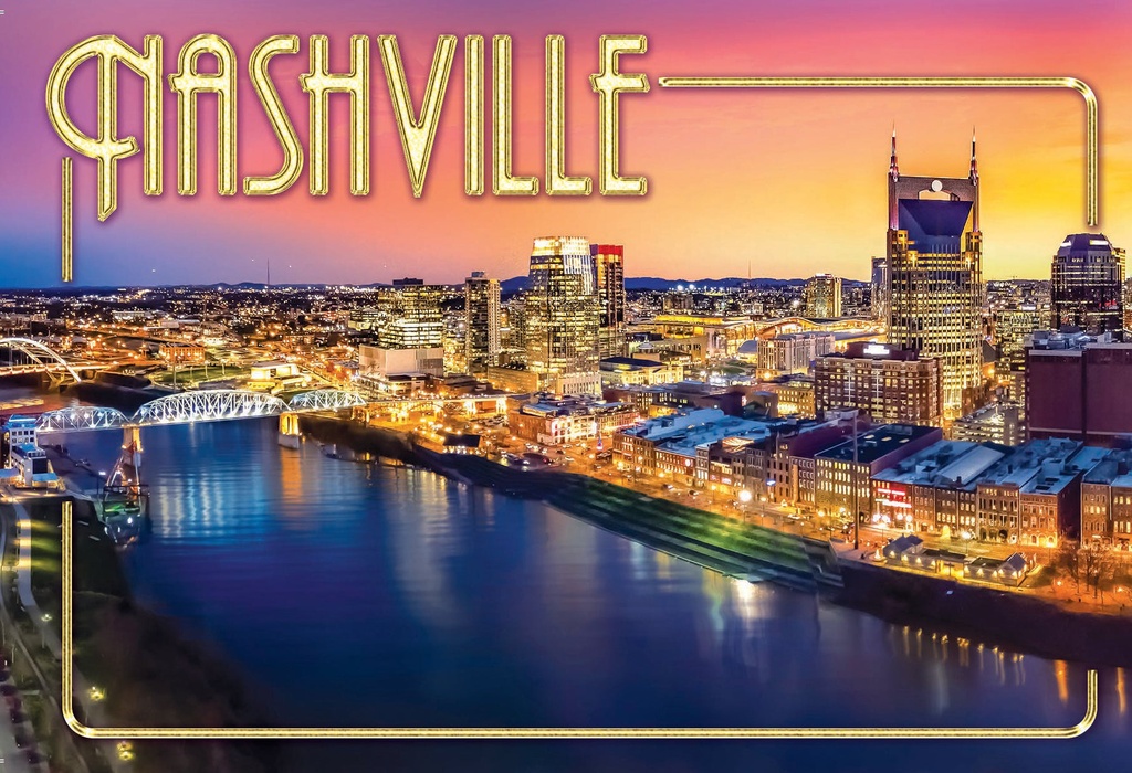 Nashville Postcards - Sky Gold Frame - Pack of 50