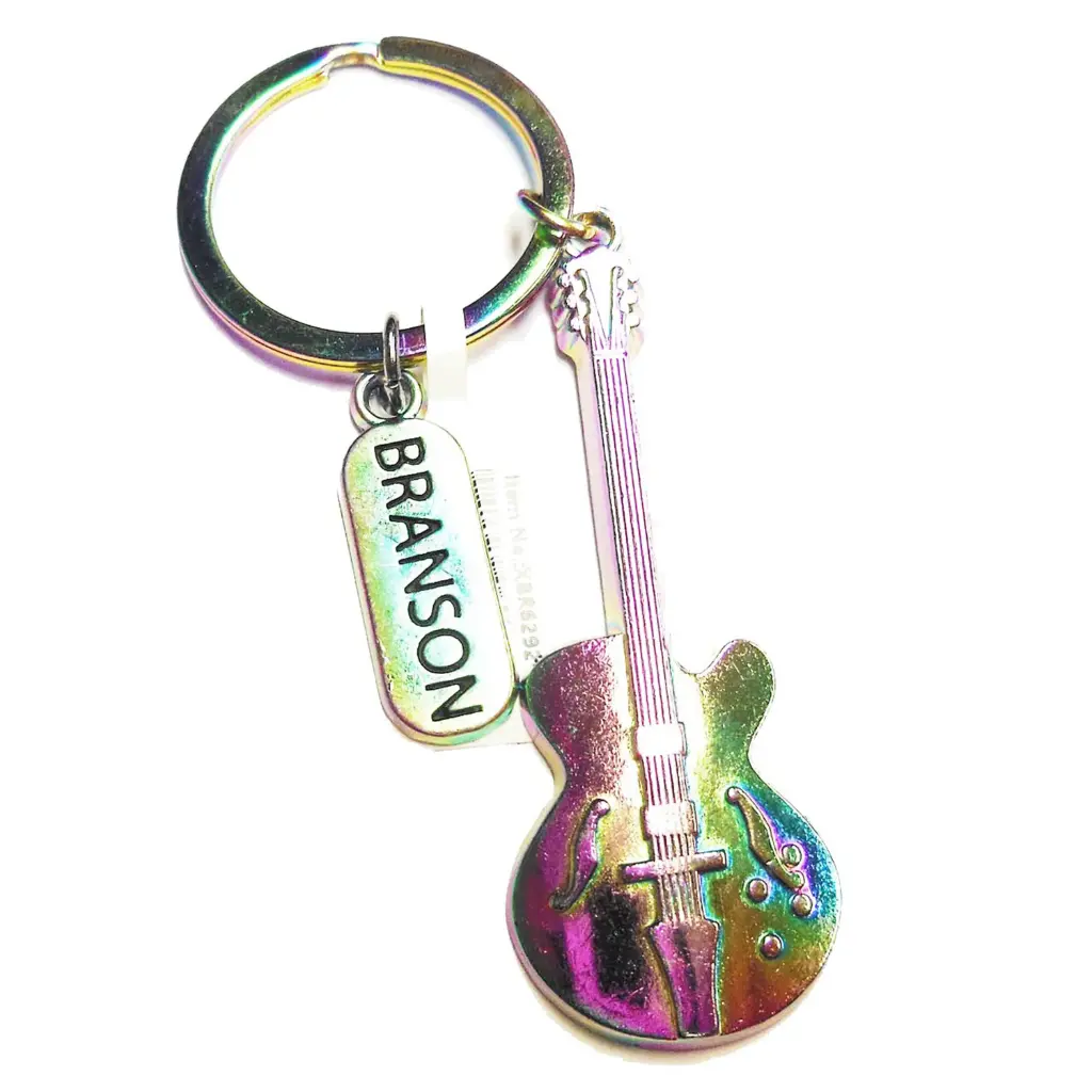 Branson Keychain - Guitar Rainbow w/Charm