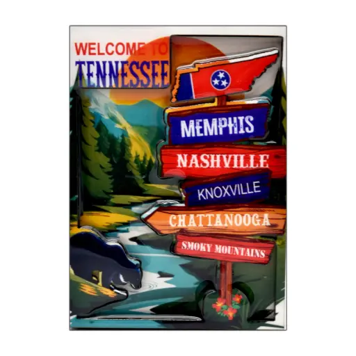 [T7193] Tennessee Magnet -  Cities Sign Post Laser 3D