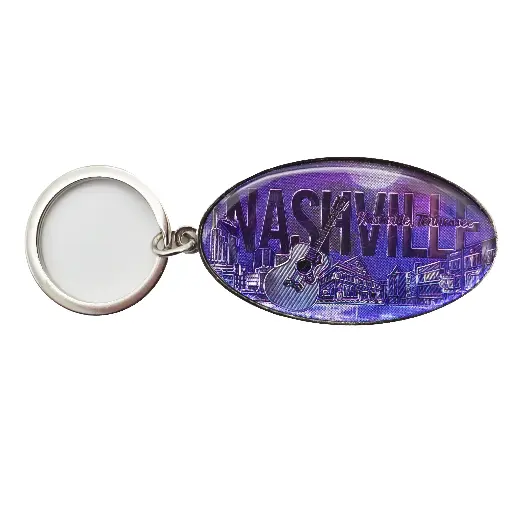[N7187] Nashville Keychain - Skyline Oval Foil
