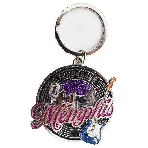 [M7113] Memphis Keychain - Record w/ Glitter