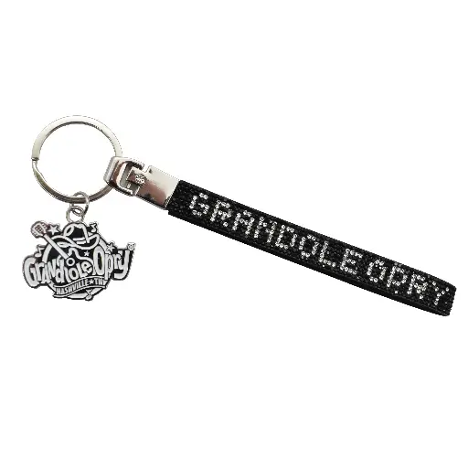 [G7095] Grand Ole Opry Keychain - Wristlet w/ Rhinestones Black