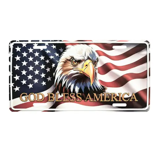 [G7251] License Plate - God Bless America - 6pc Set