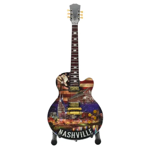 [N7197] Nashville Guitar - Collage 10" Tall with Stand