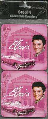 [E8473] Elvis Coasters - Pink With Guitars