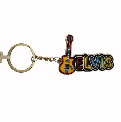 [E9047] Elvis Keychain - Guitar Lettering PVC