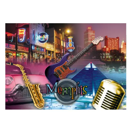 [MSP2075] Memphis Postcard - Collage w/Mic - Pack of 50