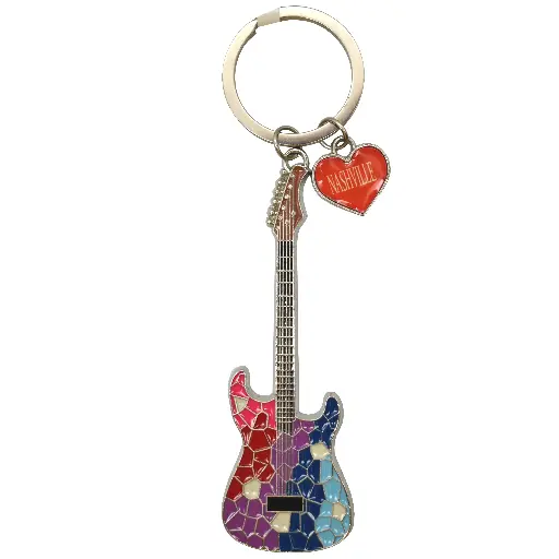 [N5939] Nashville Keychain - Guitar Mosaic