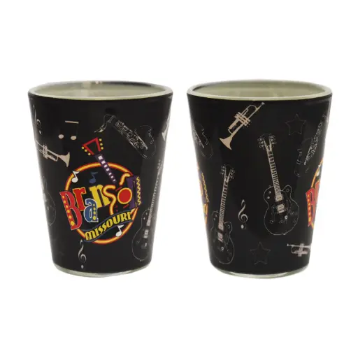 [XBR6395] Branson Shot Glass - Round Neon w/Icons